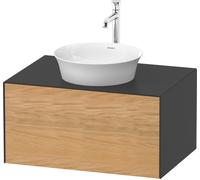 Duravit White Tulip, meuble sous-lavabo mural, largeur 800 x profondeur 550mm, avec 1x tiroir, avec technologie tip-on, WT49750H558, Couleur: Corps : graphite satiné, façade : chêne naturel massif