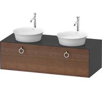 Duravit White Tulip, meuble sous-lavabo suspendu, largeur 1300 x profondeur 550mm, avec 1x coulissant, avec poignée, WT4983B7758, Couleur: Corps : graphite satiné, façade : noyer américain massif