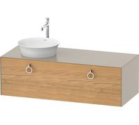 Duravit White Tulip, meuble sous-lavabo suspendu, largeur 1300 x profondeur 550mm, avec 1x coulissant, avec poignée, WT4982LH560, Couleur: Corps : taupe silk mat, façade : chêne naturel massif