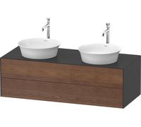 Duravit White Tulip, meuble sous-lavabo suspendu, largeur 1300 x profondeur 550mm, avec 2 tiroirs, avec technologie tip-on, WT4988B7758, Couleur: Corps : graphite satiné, façade : noyer américain mass