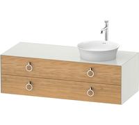 Duravit White Tulip, meuble sous-lavabo suspendu, largeur 1300 x profondeur 550mm, avec 2 tiroirs, avec poignée, WT4992RH536, Couleur: Corps : blanc satiné, façade : chêne naturel massif