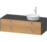 Duravit White Tulip, meuble sous-lavabo suspendu, largeur 1300 x profondeur 550mm, avec 2 tiroirs, avec poignée, WT4992RH5H1, Couleur: Corps : graphite brillant, façade : chêne nature massif