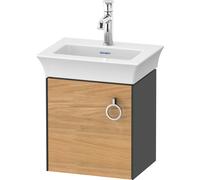 Duravit White Tulip, meuble sous-lavabo suspendu, largeur 384 x profondeur 298mm, avec 1x arrêt de porte à gauche, avec poignée, WT4250LH5H1, Couleur: Corps : graphite brillant, façade : chêne nature