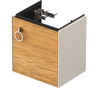 Duravit White Tulip, meuble sous-lavabo suspendu, largeur 384 x profondeur 298mm, avec 1x arrêt de porte à droite, avec poignée, WT4250RH539, Couleur: Corps : blanc nordique satiné, façade : chêne nat
