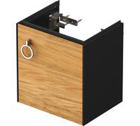 Duravit White Tulip, meuble sous-lavabo suspendu, largeur 384 x profondeur 298mm, avec 1x arrêt de porte à droite, avec poignée, WT4250RH558, Couleur: Corps : graphite satiné, façade : chêne naturel m