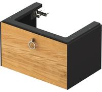 Duravit White Tulip, meuble sous-lavabo suspendu, largeur 684 x profondeur 458mm, avec 1x coulissant, avec poignée, WT42510H5H1, Couleur: Corps : graphite brillant, façade : chêne nature massif
