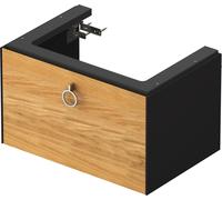 Duravit White Tulip, meuble sous-lavabo suspendu, largeur 684 x profondeur 458mm, avec 1x coulissant, avec poignée, WT42510H558, Couleur: Corps : graphite satiné, façade : chêne naturel massif