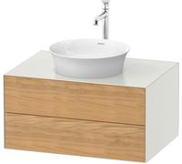 Duravit White Tulip, meuble sous-lavabo suspendu, largeur 800 x profondeur 550mm, avec 2 tiroirs, avec technologie tip-on, WT49850H536, Couleur: Corps : blanc satiné, façade : chêne naturel massif