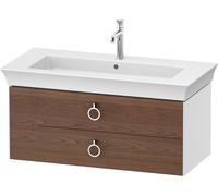 Duravit White Tulip, meuble sous-lavabo suspendu, largeur 984 x profondeur 458mm, avec 2 tiroirs, avec poignée, WT435207785, Couleur: Corps : Blanc brillant, Façade : Noyer américain massif