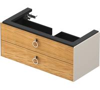 Duravit White Tulip, meuble sous-lavabo suspendu, largeur 984 x profondeur 458mm, avec 2 tiroirs, avec poignée, WT43520H539, Couleur: Corps : blanc nordique satiné, façade : chêne naturel massif