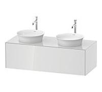 Duravit Meuble sous-vasque Tulip blanc WT4978B8585 130 x 55 cm, Weiß Hochglanz , 2000 , coulissant 2000 , plaque console match2, vasque des deux côtés