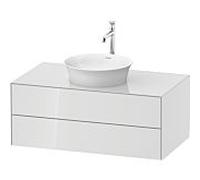 Duravit Meuble sous-vasque Tulip blanc WT498608585 100 x 55 cm, Weiß Hochglanz , suspendu, 2 tiroirs, plaque console 2000