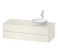 Duravit White Tulip meuble sous-vasque WT4987RH4H4 130 x 55 cm, Nordic Weiß Hochglanz , suspendu, 2 tiroirs, plateau console 2000 , vasque à droite