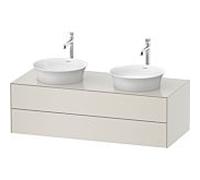 Duravit -vasque White Tulip WT4988B3939 130 x 55 cm, Nordic white satiné, 2000 , 2 tiroirs, plaque console match1, vasque des deux côtés