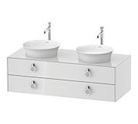 Duravit Meuble sous-vasque White Tulip WT4993B8585 130 x 55 cm, Weiß Hochglanz , suspendu, 2 tiroirs avec poignées, vasque des deux côtés