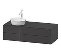 Duravit White Tulip vasque match0 WT4987LH1H1 130 x 55 cm, Graphit brillant, suspendu, 2 tiroirs, 2000 , vasque à gauche