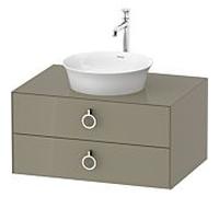 Duravit White Tulip vasque match0 WT49900H2H2 80 x 55 cm, gris pierre brillant, suspendu, 2 tiroirs avec poignée, plaque console 2000