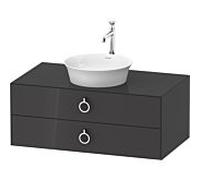 Duravit White Tulip vasque match0 WT49910H1H1 100 x 55 cm, Graphit brillant, suspendu, 2 tiroirs avec poignée, plaque console 2000