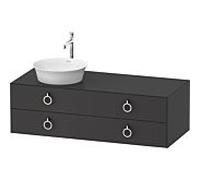 Duravit White Tulip vasque match0 WT4992L5858 130 x 55 cm, Graphit mat, suspendu, 2 tiroirs avec poignée, vasque à gauche