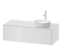 Duravit White Tulip meuble sous-vasque WT4977R8585 130 x 55 cm, Weiß Hochglanz , suspendu, 2000 coulissant, 2000 plaque console, vasque à droite