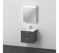 Duravit Xbase, ensemble de meubles muraux, avec armoire de toilette LED, lavabo et meuble sous-lavabo, largeur 600 mm, XB0075R4949, Couleur: Décor graphite mat
