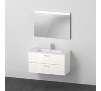 Duravit Xbase, ensemble de meubles muraux, avec miroir LED, lavabo et meuble sous-lavabo, largeur 1000 mm, XB007204545, Couleur: Blanc brillant
