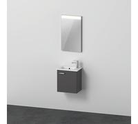 Duravit Xbase, ensemble de meubles muraux, avec miroir LED, lavabo et meuble sous-lavabo, largeur 400 mm, XB0065R4949, Couleur: Décor graphite mat
