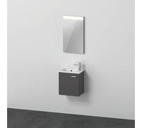 Duravit Xbase, ensemble de meubles muraux, avec miroir LED, lavabo et meuble sous-lavabo, largeur 400 mm, XB0065L4949, Couleur: Décor graphite mat