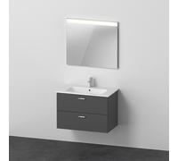 Duravit Xbase, ensemble de meubles muraux, avec miroir LED, lavabo et meuble sous-lavabo, largeur 800 mm, XB007104949, Couleur: Décor graphite mat