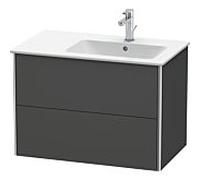 Duravit Meuble sous-lavabo suspendu XSquare XS417704949, 2 tiroirs, vasque à droite, graphite mat