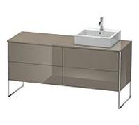 Duravit Meuble sous-lavabo XSquare XS4924R8989 – 4 tiroirs, vasque à droite, Gris Flanelle laqué