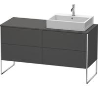 Duravit XSquare Meuble sous-lavabo sur console au sol, 4 tiroirs, vasque à droite, 1400x778x548mm, XS4923R4949, Couleur: Décor graphite mat