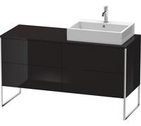 Duravit XSquare Meuble sous-lavabo sur console au sol, 4 tiroirs, vasque à droite, 1400x778x548mm, XS4923R4040, Couleur: Laque noire brillante