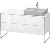 Duravit XSquare Meuble sous-lavabo sur console au sol, 4 tiroirs, vasque à droite, 1400x778x548mm, XS4923R8585, Couleur: Laque brillante blanche