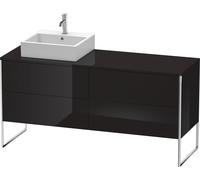 Duravit XSquare Meuble sous-lavabo sur console au sol, 4 tiroirs, vasque à gauche, 1600x778x548mm, XS4924L4040, Couleur: Laque noire brillante