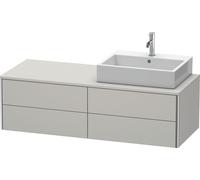 Duravit XSquare Meuble sous-vasque sur console suspendu, 4 tiroirs, vasque à droite, 1400x400x548mm, XS4913R0707, Couleur: Gris béton Gris mat