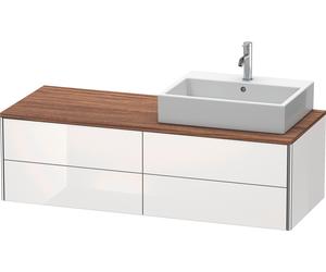 Duravit XSquare Meuble sous-vasque sur console suspendu, 4 tiroirs, vasque à droite, 1400x400x548mm, XS4913R8585, Couleur: Laque brillante blanche