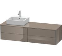 Duravit XSquare Meuble sous-vasque sur console suspendu, 4 tiroirs, vasque à gauche, 1600x400x548mm, XS4914L8989, Couleur: Laque haute brillance Gris Flanelle