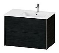 Duravit XViu meuble sous-vasque XV41590B216 81x48x56cm, 2 tiroirs, vasque à droite, noir mat, Eiche schwarz