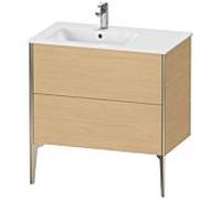 Duravit XViu meuble sous-vasque XV44860B130 81x48x59,4cm, 2 coulissants, vasque à gauche, champagne mat, Eiche natur