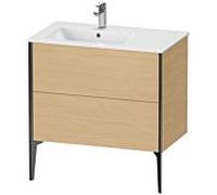 Duravit XViu meuble sous-vasque XV44860B230 81x48x59,4cm, 2 coulissants, vasque à gauche, noir mat, Eiche natur