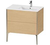 Duravit Meuble sous-vasque XViu XV44870B130 81x48x59,4cm, 2 coulissants, vasque à droite, champagne mat, chêne naturel