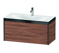 Duravit XViu Meuble XV4611OB279P 100x48cm, 2000 gigogne, 2000 trou de coulée, noir mat, Cadres P, noyer naturel