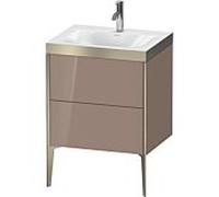 Duravit XViu Table de toilette XV4709OB186P 60x48cm, 2 2000 - out, Match2 trou de coulée, champagne mat, Cadres P, à haute brillance cappucino