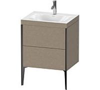 Duravit XViu Table de toilette XV4709OB211C 60x48cm, 2 2000 - out, Match2 trou de coulée, noir mat, Cadres C, le cachemire chêne