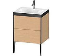 Duravit XViu Table de toilette XV4709OB212P 60x48cm, 2 2000 - out, Match2 trou de coulée, noir mat, Cadres P, chêne brossé