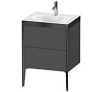 Duravit XViu Table de toilette XV4709OB249P 60x48cm, 2 2000 - out, Match2 trou de coulée, noir mat, Cadres P, graphite mat
