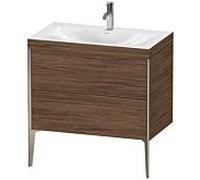 Duravit XViu Table de toilette XV4710OB121C 80x48cm, 2 2000 - out, Match2 trou de coulée, champagne mat, Cadres C, noyer noir