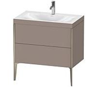 Duravit XViu Table de toilette XV4710OB143C 80x48cm, 2 2000 - out, Match2 trou de coulée, champagne mat, Cadres C, le basalte mat