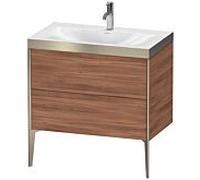Duravit XViu Table de toilette XV4710OB179P 80x48cm, 2 2000 - out, Match2 trou de coulée, champagne mat, Cadres P, noyer naturel